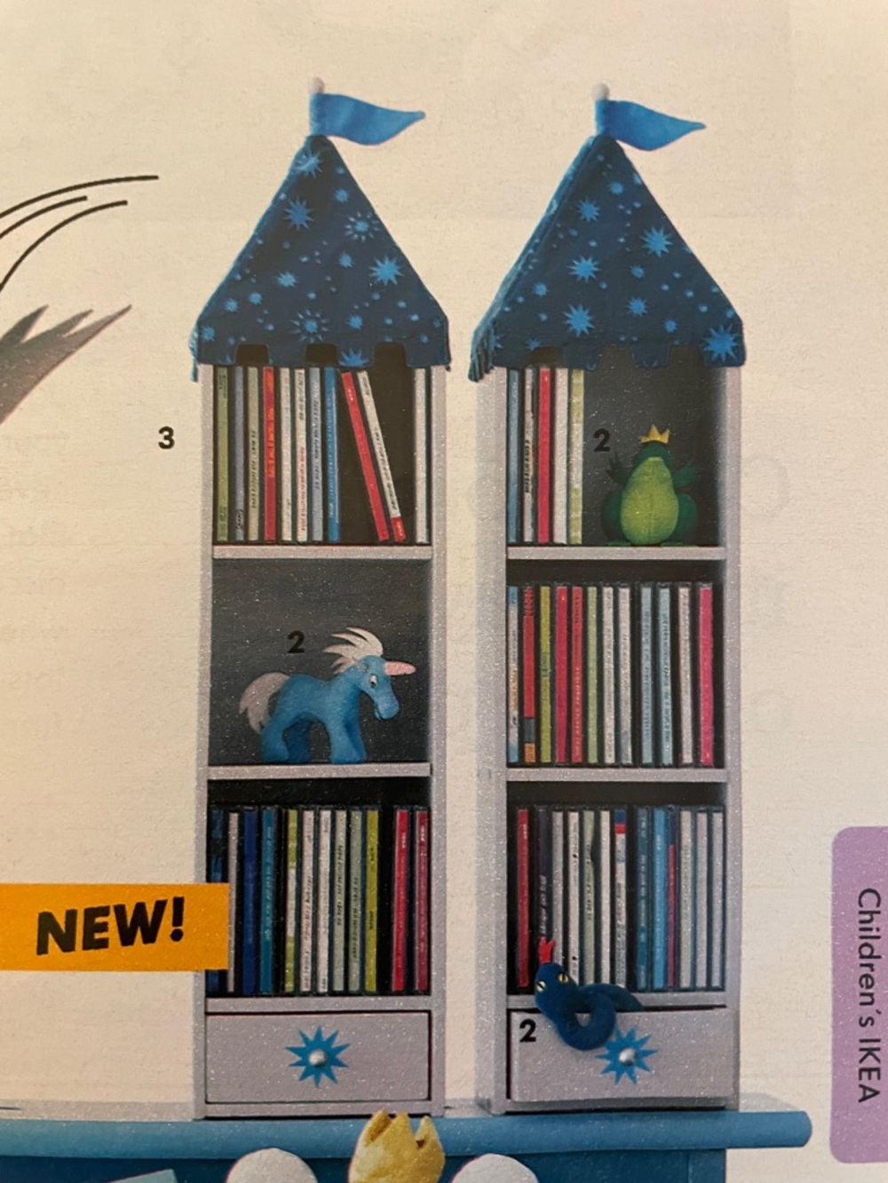 NEW IKEA Minnen Torn Castle blue canopy storage wall Shelf w/ Drawer organizer